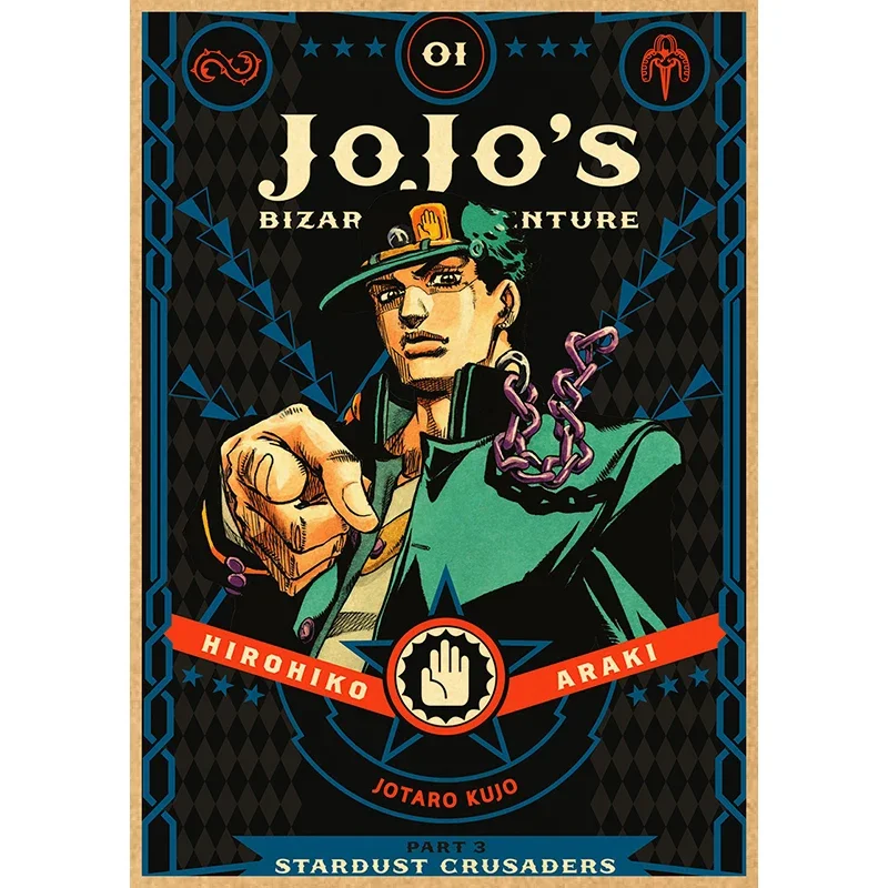 Vintage Anime Canvas Wall Art: JOJO's Bizarre Adventure Poster - Kawaii Room Decor