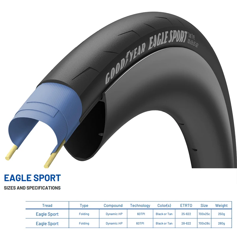Goodyear Eagle Sport 700X28C Road Bicycle Tyre 700X25C Clincher Tire Tube Tyre Tire Fold Bicycle Gravel Cycling Accessories bike