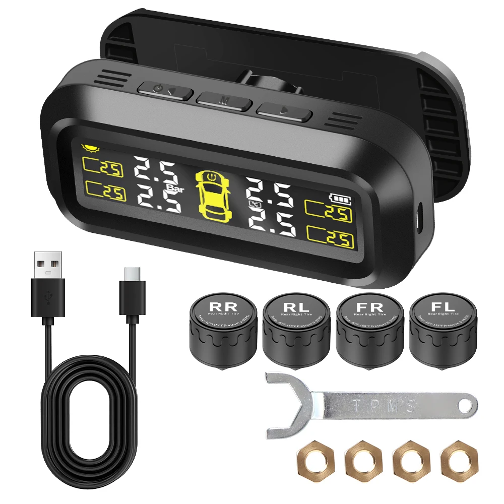 Enhanced Tire Pressure Monitoring System for Off-Road Vehicles - Solar/USB Powered Automobile Accessory