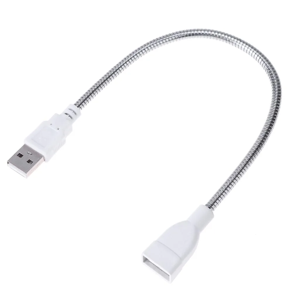 29cm USB Extension Cable with LED Light Adapter Metal Flexible Tube for Notebook Power Supply Portable Charger and USB Light