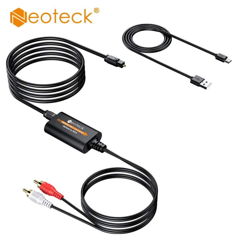 Audio Converter Adapter Neoteck 192kHz DAC Converter 7ft/2.1m SPDIF to RCA Digital to Analog Audio Converter Optical Toslink RCA Audio Adapter TV