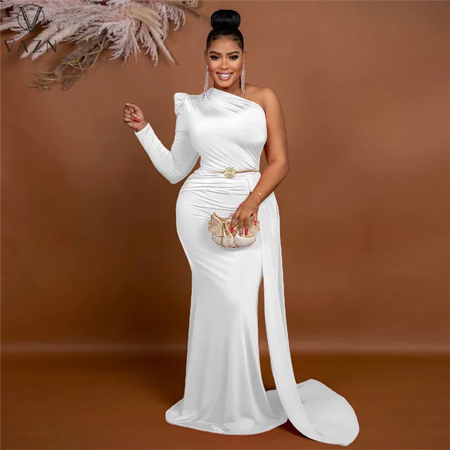 Adanna High-end Full Sleeve One Off Shoulder  Mermaid Dress