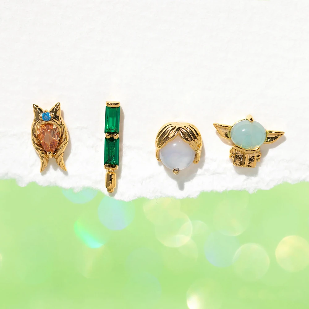 4pcs/set Cool Universal Soldier Hero Stud Earrings for Women Girls Gold Color Zircon Crystal Jewelry 6