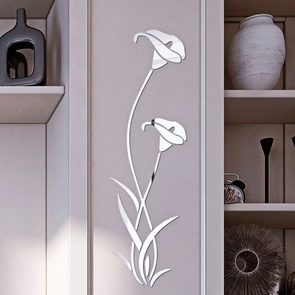 Acrylic Mirror Wall Stickers Small Flowers 3D Wall Decor Reflector Wallpaper Home Decor High-end Accessories
