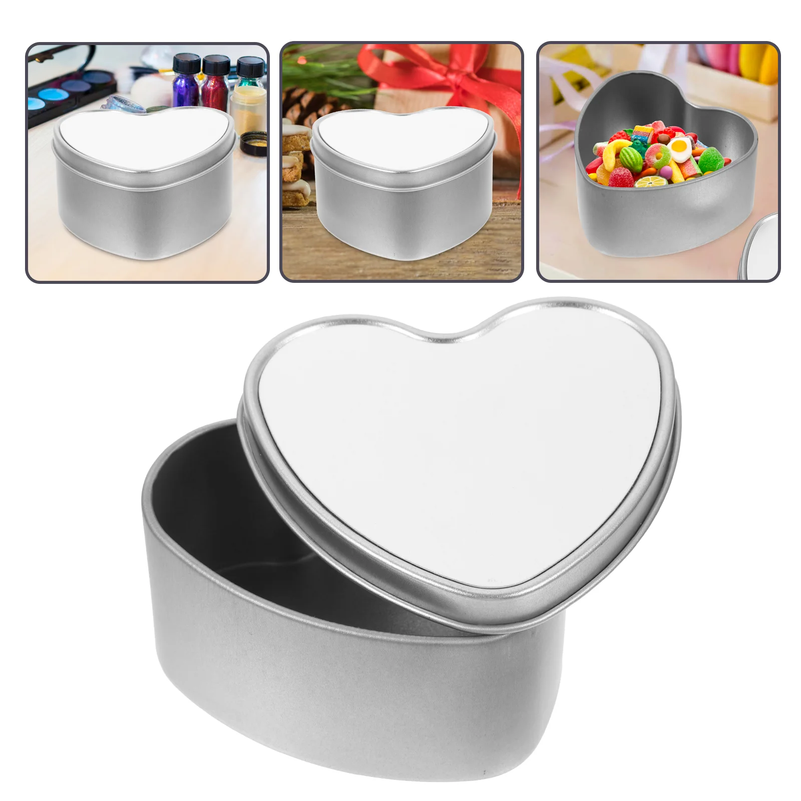 

Heart Shaped Candy Tin Small Iron Sublimation Box Sealed Empty Candle Jars Lids Metal Storage Box Candy Container Backing