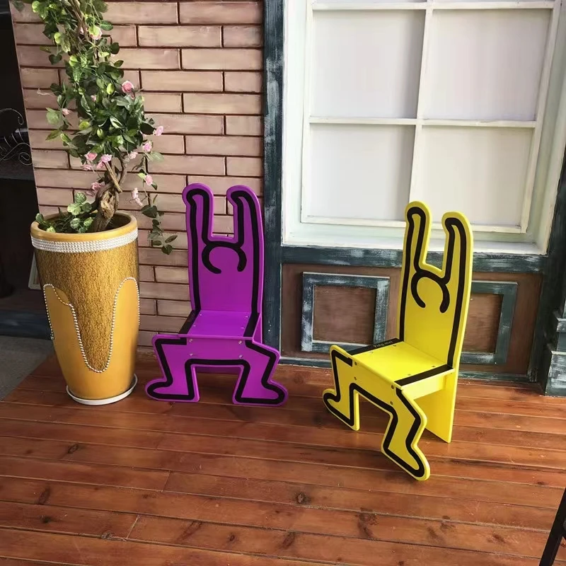 Nordic Creative Humanoid Stool, Backrest Chair, Graffiti Art, Heterotype Chair, Mobile Seat, Fashion Stools, Home Decoration
