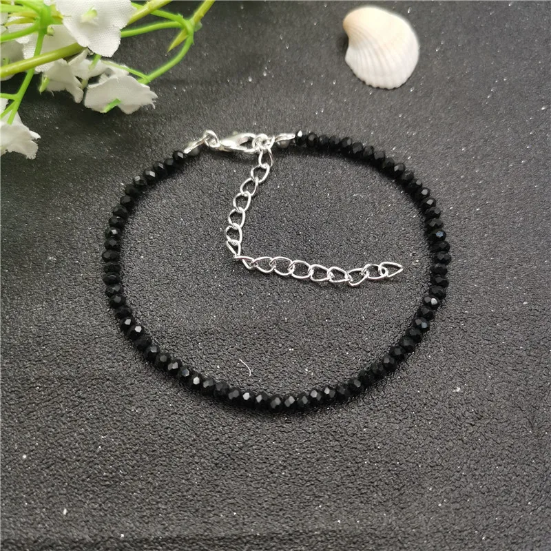 3mm Black Glass Beads Charm Bracelet For Women Bohemian Gold Silver Color Link Chain Bracelet Jewelry JCYMONG bracelet jewelry