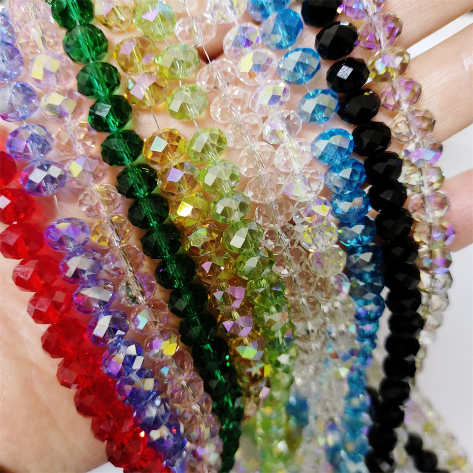 Perles En Verre à Facettes AAA Gold - Rondelle 8mm, 9 Couleurs, Pour Bijoux