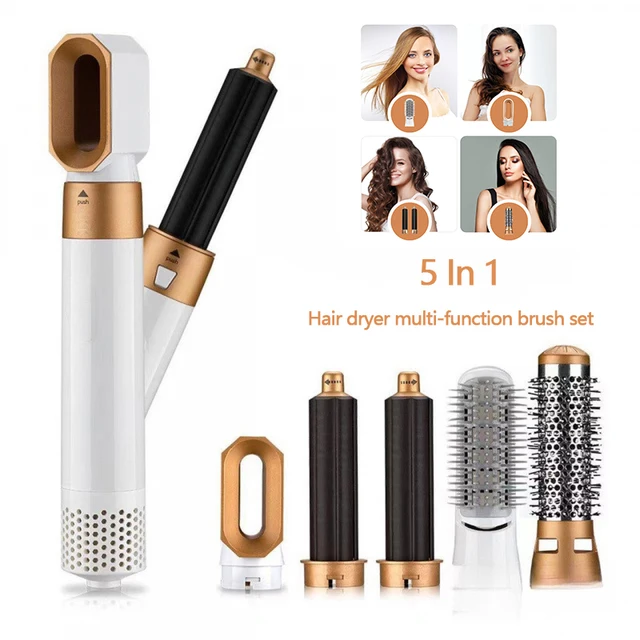 Peigne à air chaud 5-en-1 pour coiffeur, fer à boucler automatique, peigne lissant, sèche-cheveux, cadeau de vacances 1