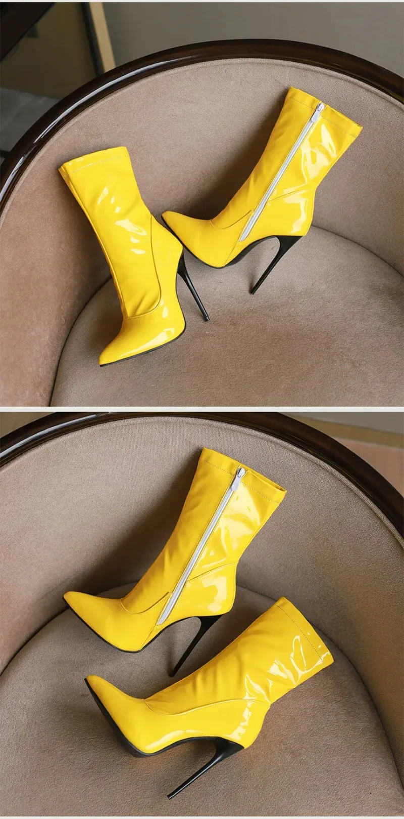 Sexy Women Boot Fashion Patent Leather High Heeled Boot Exquisite Fleece Lined Winter Shoes for Woman Designer Shoes Botas Mujer S08e15c8667a74cbc8553069cbccdd3c8I