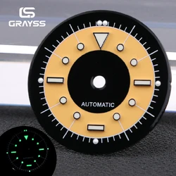 Nologo Wine - Red Enamel Dial with White Markings and C3 Lume for Watch Modification Accessories (Wheat black)