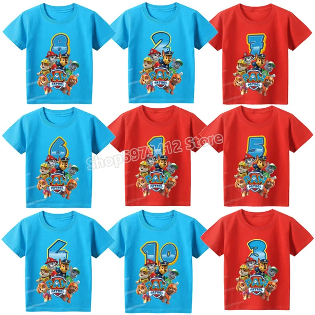 Paw Patrol Birthday Tshirt Kids Cartoon Anime Graphic T Shirts Chase Skye  Tops Number Cloth Fall | Shirt-Sets