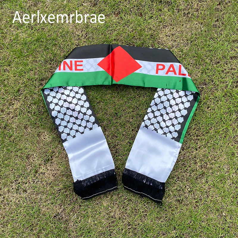 Aerlxemrbrae Palestine flag  Custom Scarf  palestine national day  14*130cm    Scarf Printing Satin Palestinian  Scarf