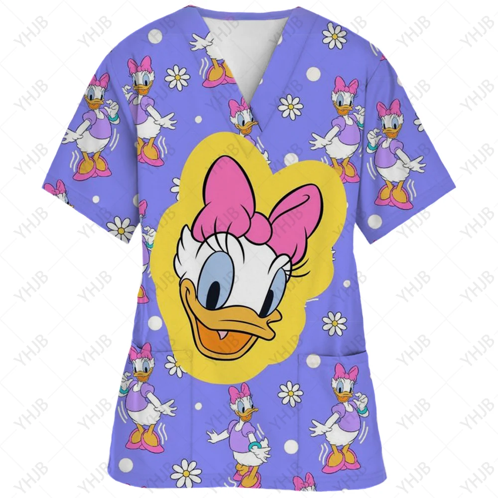 thumbnail image 1 of Ropa de enfermería navideña con estampado de dibujos animados de Minnie y Mickey Mouse, camisetas de mujer, uniforme de trabajo de manga corta para mascotas, camisa de disfraz, 1 of 5