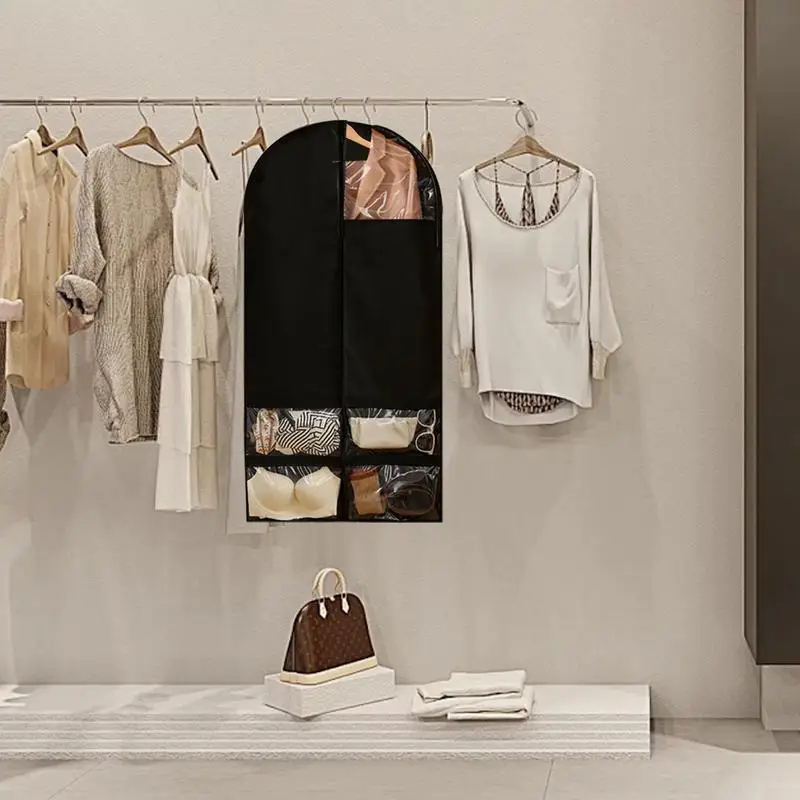 Dangling Coat Covers Large Capacity Dress Bag Covers With Clear Window Reusable Household Organizing Supplies Wardrobe Organizer 4