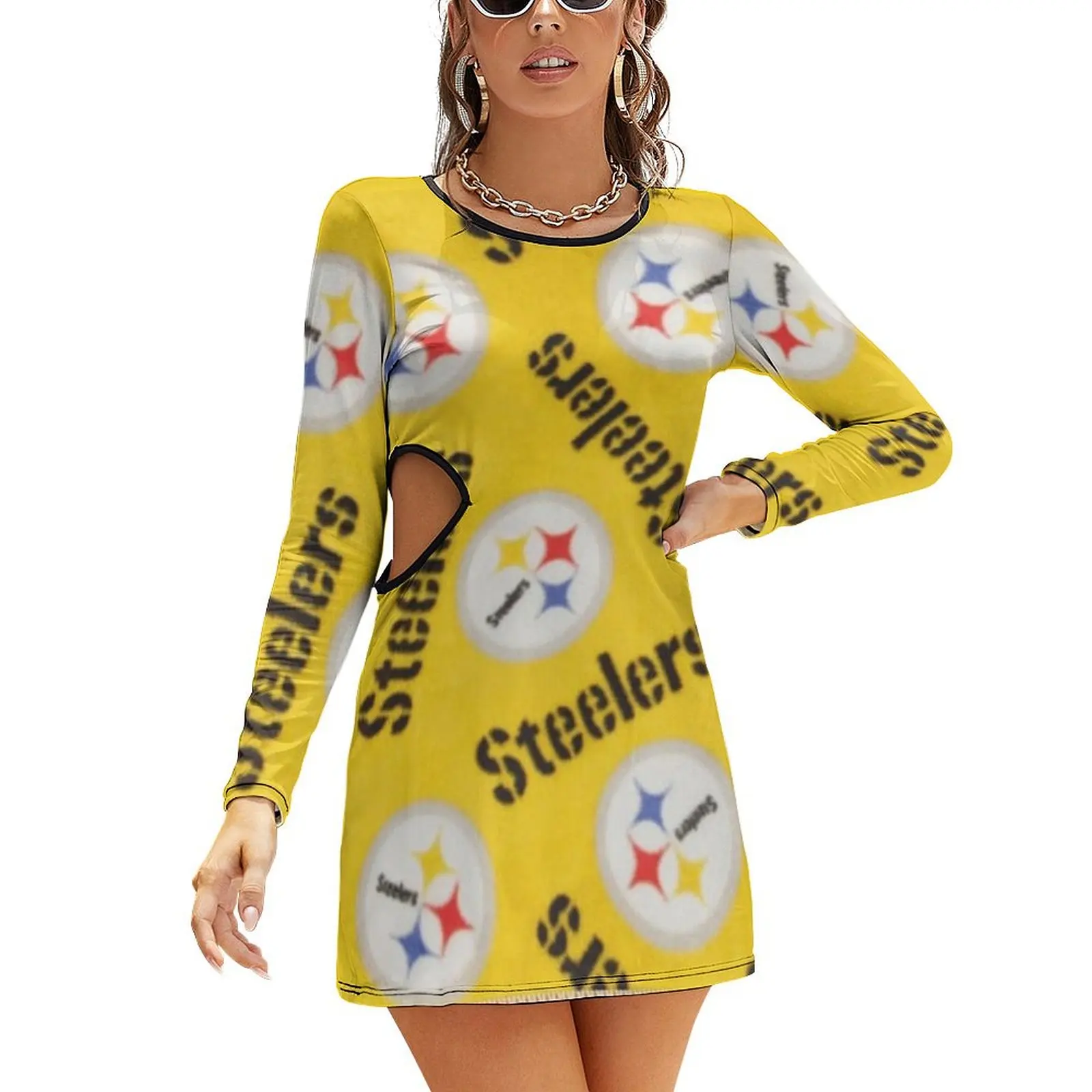 

Облегающее платье Steelers с ажурной талией, Женские официальные платья, женский летний костюм, летнее женское платье 2024