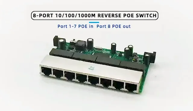 FTTH 100M 8 Port Power Supply Reverse POE Switch PCBA With VLAN Isolation Fast RPOE Switch PCB Board 4pcs gpon epon solution supplier 8 port gigabit web managed reverse poe switch pcb board support vlan igmp
