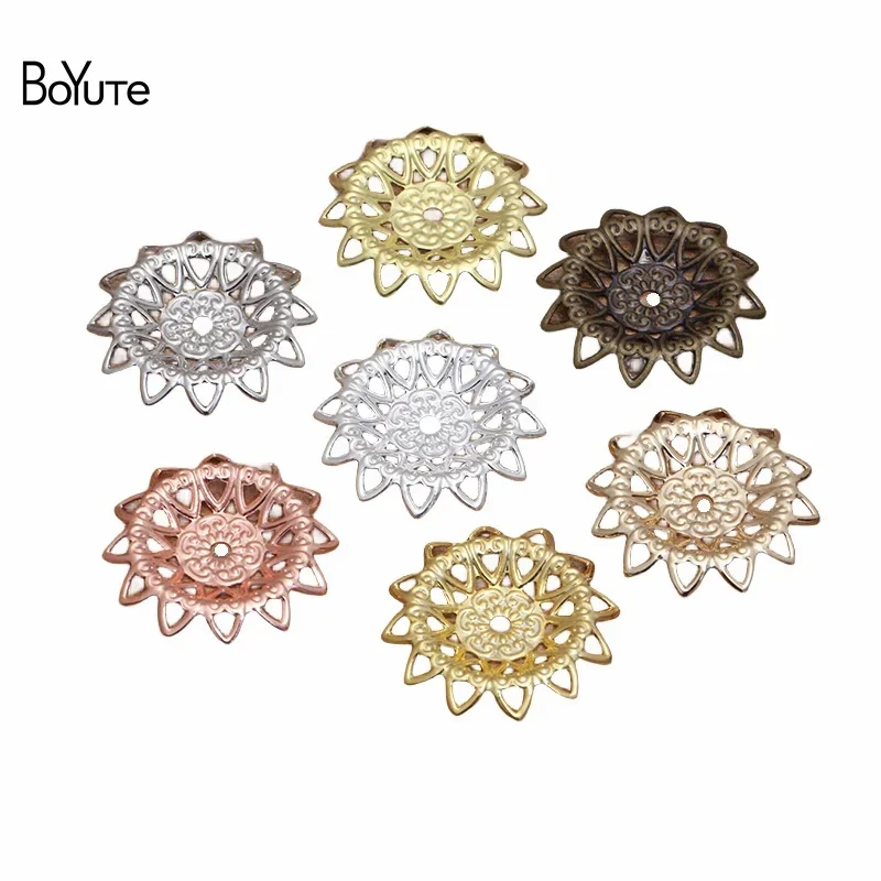 

BoYuTe (100 Pieces/Lot) 21MM Metal Brass Filigree Flower Lotus Materials Diy Hand Made Jewelry Findings