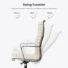 Ribbed Office Chair Meeting Chairs Mid Back Top Black Grain Leather Desk Chair Swivel Chair Adjustable Ergonomic Computer Chairs 5
