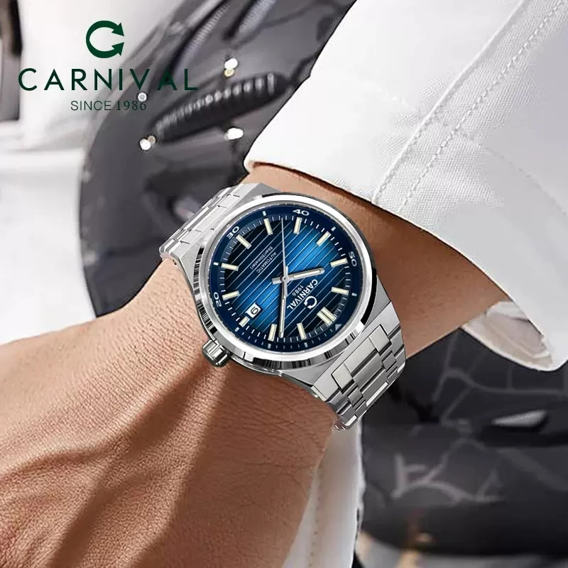 Relogio Masculino CARNIVAL Automatic Business Watch for Men Brand Luxury Mechanical Wrist Watch 50M Waterproof 2023 Reloj Hombre