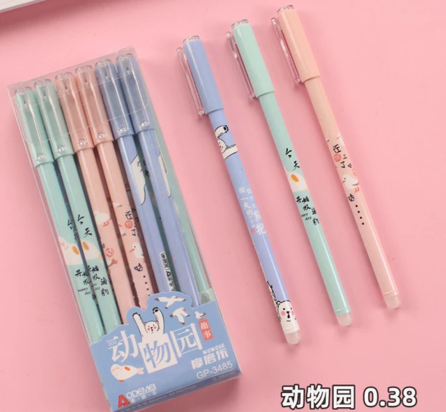 5pcs Lovely Cherry Blossom Erasable Pen Girls Pink Gel Pens for Writing  0.5mm Washable Handle Blue Ink School Office Supplies - AliExpress