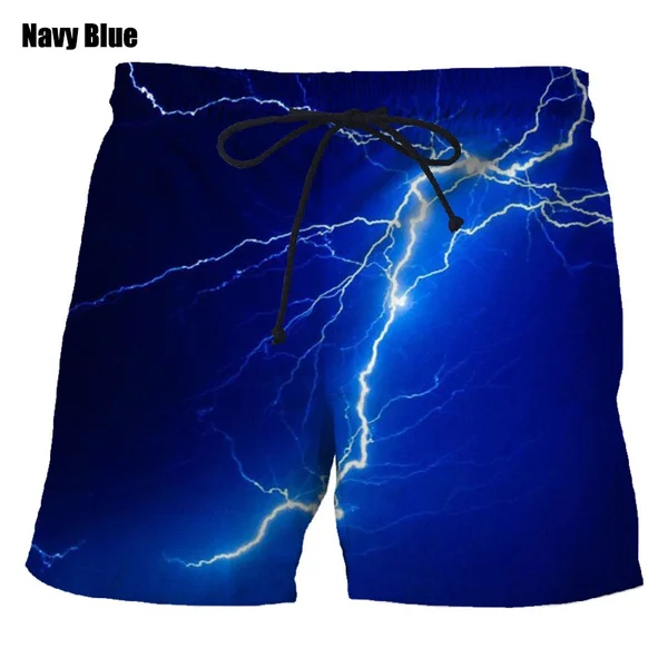 New Fashion Men's 3D Lightning Print Shorts Hip Hop Streetwear Casual Personality Style Beach Shorts 4