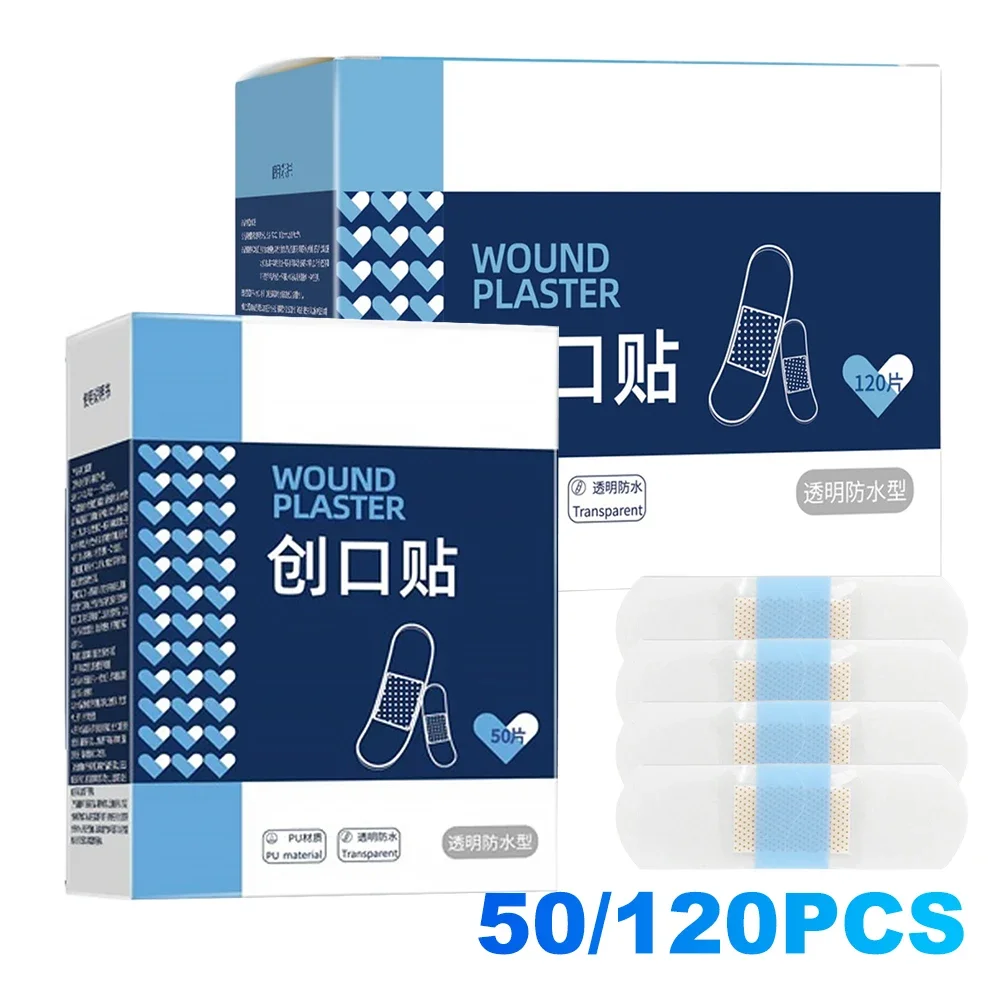 Band Aid Dressing 50/120Pcs Transparent Waterproof Adhesive Bandages For Sports Bathing Protective First Aid