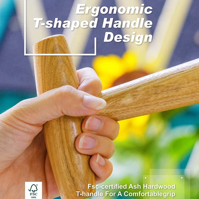 Kerti Szerszám Vetőmag Ültetvényes Adagoló Acélkert Ültetéséhez Fa T Alakú Fogantyúval 11 Hüvelyk Kertészkedéshez - Image 3