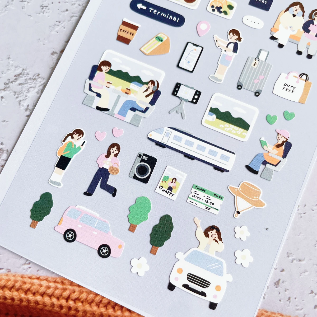 1 pc Korean Import Original Suatelier Happy Trip Paper Stickers Scrapbooking Diy Journal Stationery Sticker Deco Art Supply