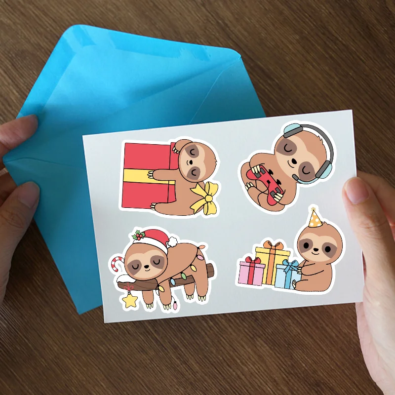 10/25/50pcs Cute Sloth Cartoon Stickers for DIY Luggage Water Bottle Phone Laptop Guitar Scrapbook Stationery Decal cartoon stickers,decorative stickers,paper stickers,animal stickers,kawaii stickers,cartoon animal stickers