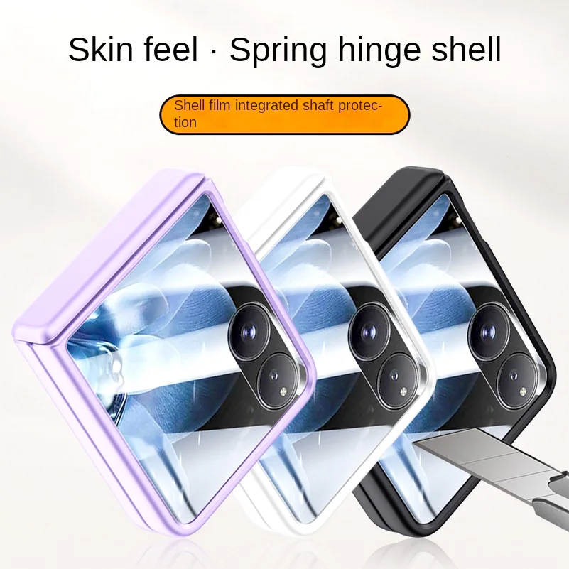 Tempered Glass Film Protective Case with Spring Hinge & Full Camera Coverage