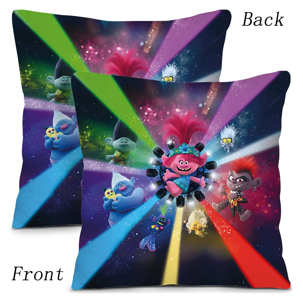 Trolls Cartoon Pillow Covers Cartoon Sofa Decorative Home Double-sided Printing Short Plush Cute Cushion Cover 4