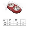 Stainless steel double bowl cartoon cat bowl anti-knock dog food basin drinking water feeder removable pet supplies 3