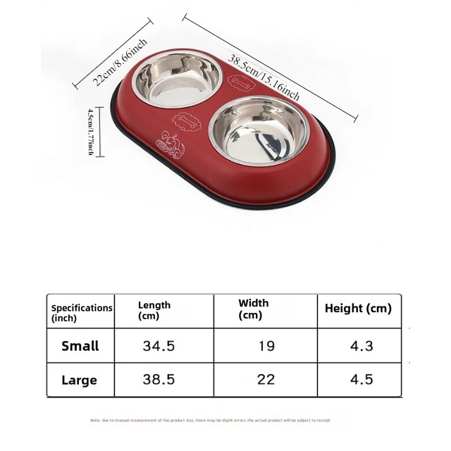 Stainless steel double bowl cartoon cat bowl anti-knock dog food basin drinking water feeder removable pet supplies 3