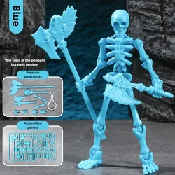 Three-Dimensional Articulable Skull and Bone Decorative Action Figure Toy (Blue)