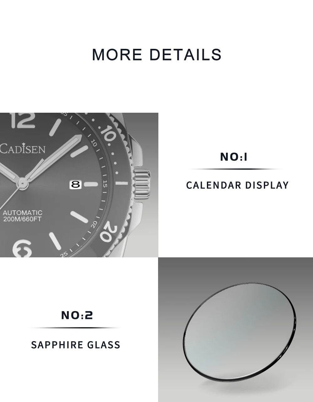 CADISEN Watch for Men Japan Miyota 8215 Movement Men Mechanical Wristwatches 20Bar Waterproof Diver Automatic Luxury Watch C8199