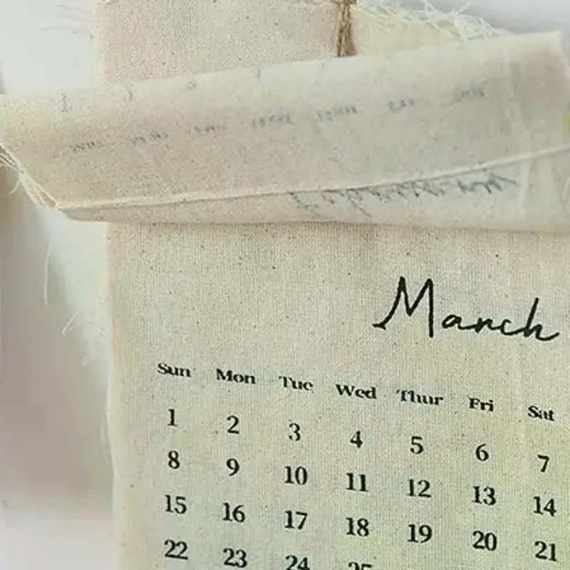2026 캔버스 훅 스타일 패브릭 캘린더, 고급스러운 레트로 스타일, 인스타그램..