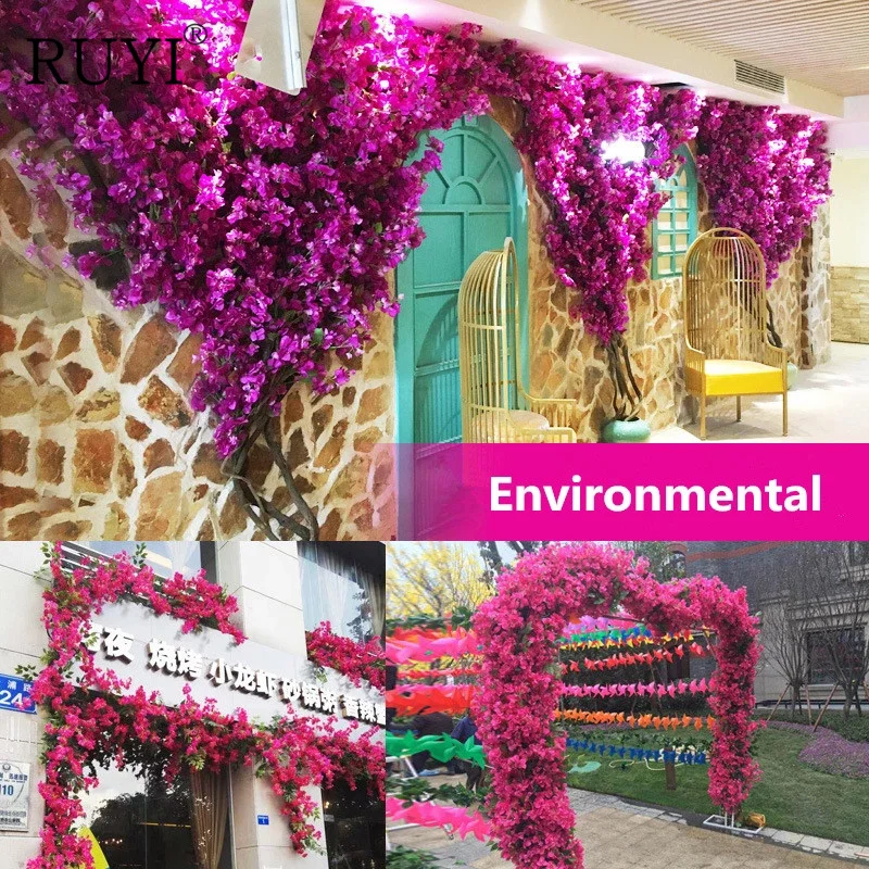 Fiori artificiali, glicine artificiale, decorazione da parete, ogni rametto è lungo 110 cm, seta, per matrimoni, casa, giardino, feste, 12 pezzi - fucsia
