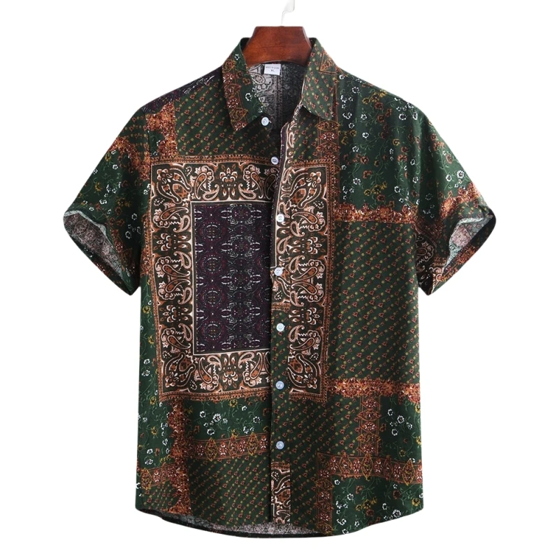 Hawaiian Shirt Man Shirts High Quality Luxury Men's Clothing Free Shipping Fashion Blouses Social T-shirts Cotton Short Sleeve