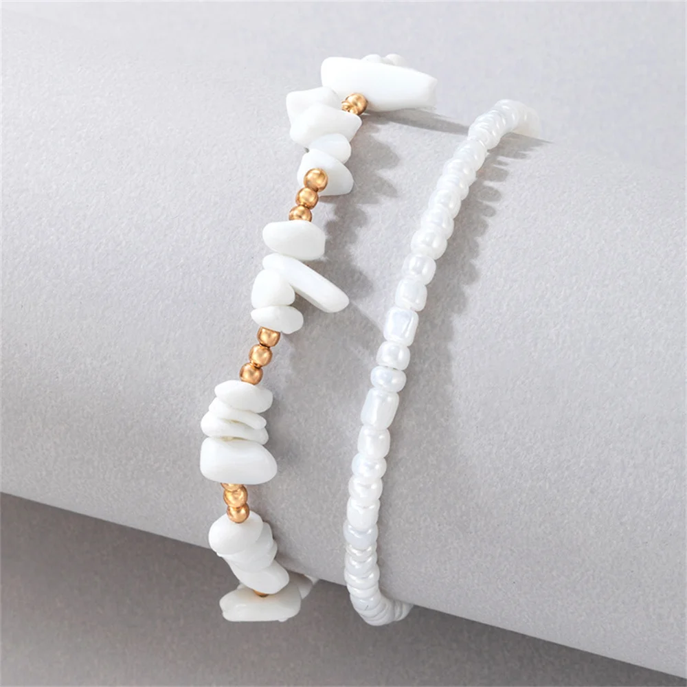 Women Ankle Chains beach stone gold bead artificial pearl vintage sexy adjustable jewelry