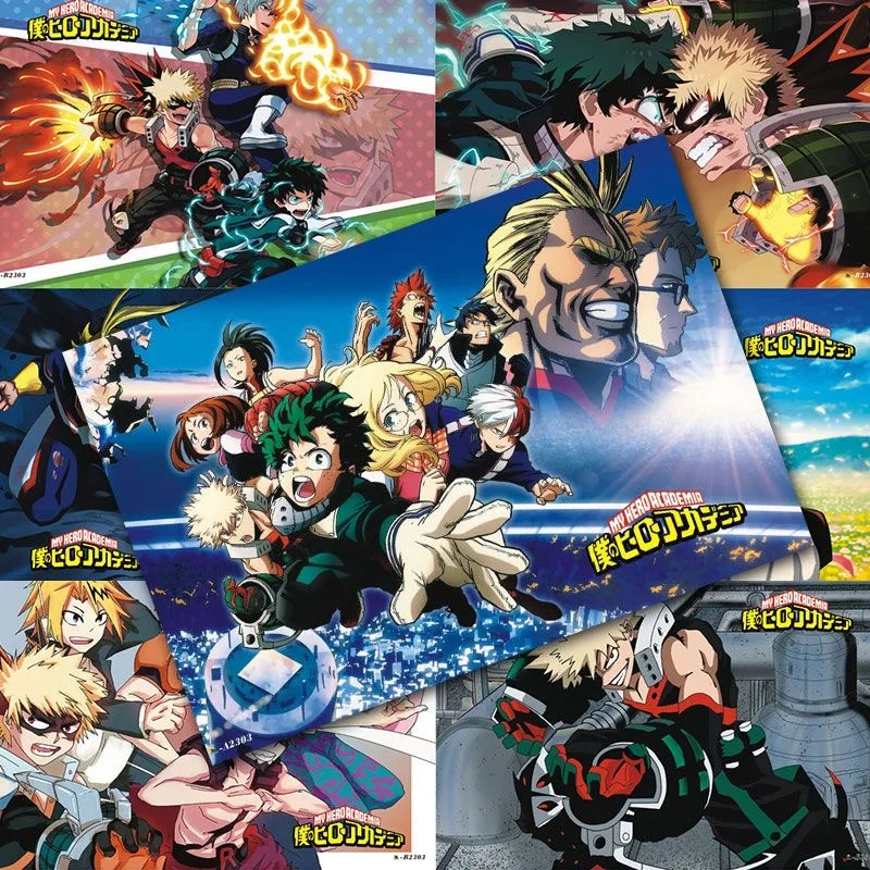 

8Pcs/Set Anime My Hero Academia Poster Wall Stickers Poster Anime Around Fans Gift Bar Home Decoration