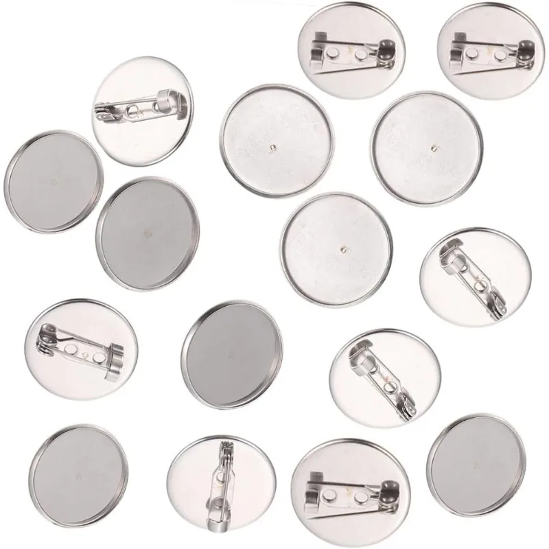 100개 15mm/20mm/30mm 실버 브로치 클라스프 핀 디스크 베이스 디스크 블랭..