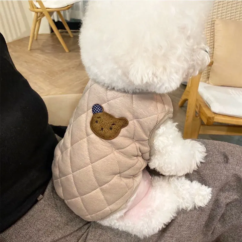 

Small Dog Clothing Winter Pet Cotton Coat Cartoon Teddy Vest Poodle Warm Open Button Shirt Solid Coat Cute Dog Clothes