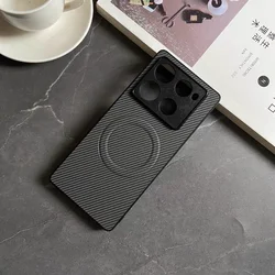 Ultra Thin Carbon Fiber Texture Armor Magnetic Case - Shockproof Bumper Cover for Motorola Edge 60s (Gray)