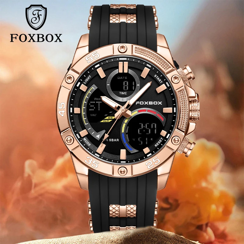 

Top Original Brand FOXBOX Watch For Men Fashion Waterproof 50M Multifunctional Chronograph Sports Luminous Display Wristwatches