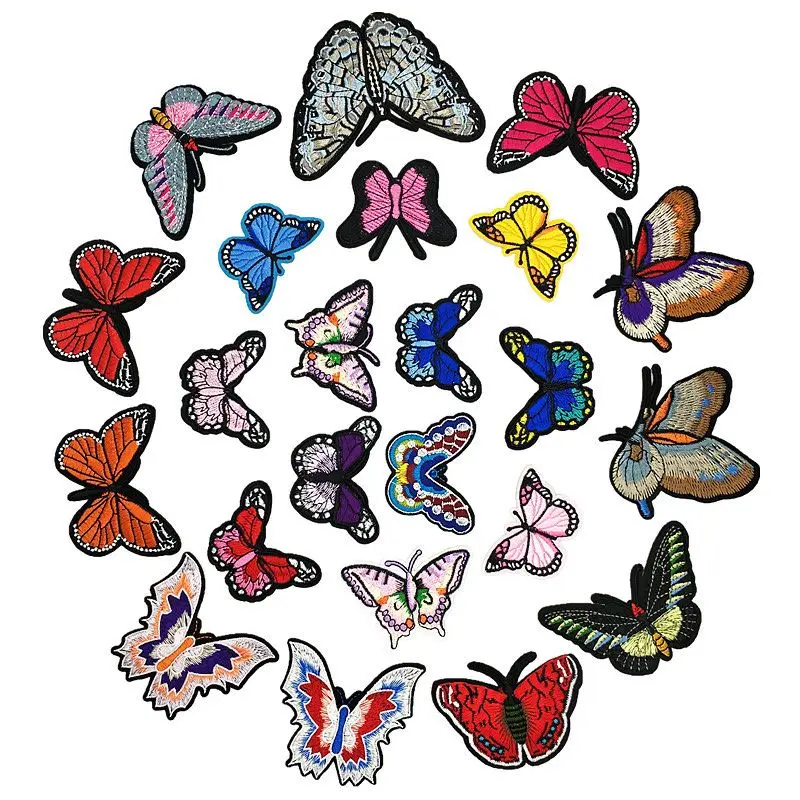 

23Pcs Cartoons Butterfly Patch ironing Embroidery clothing DIY Patch Badge Cloth ironing hole mending shoulder Decoration badge