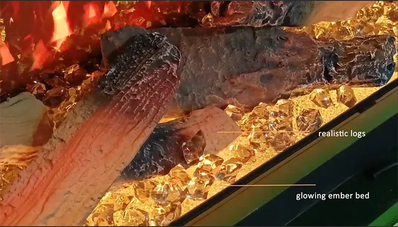 High Quality Crushed Diamond Mirror Fireplace Decoration With Glowing Ember Bed Realistic LED Flame Electric Fireplaces 50 Inch