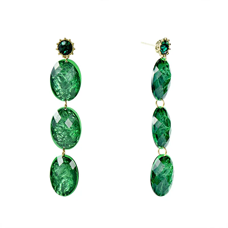 

Advanced Peacock Green Acrylic Long Earrings Earrings 925 Silver Needle Earrings Earwear For Women