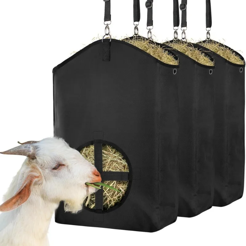 Goat hay feeder Rabbit horse sheep hay bag Adjustable slow opening feeding hole Pet feeding bag