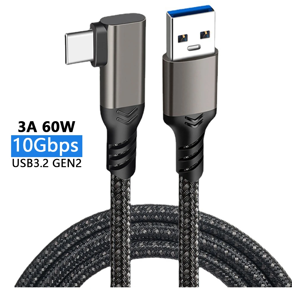 UGOURD Elbow USB To Type C Cable Fast Charging & Data Sync Cable For Mobile Games 3A 60W Charger Type C For VR Glasses VR Games usb c cable usb adapter converter